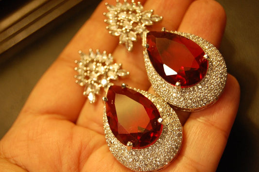 RUBY RED  ZIRCON EARRINGS