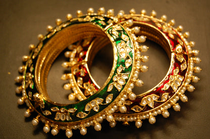 SINGLE, 3D MEENA & KUNDAN KARA , ONE SIDE GREEN OTHER RED MEENA