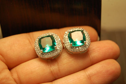 AMERICAN DIAMONDS & SEA GREEN STUDS