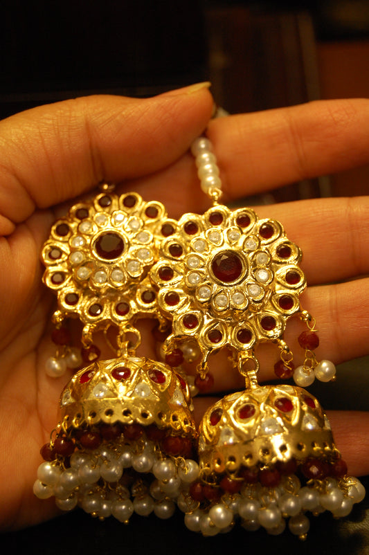 TRADITIONAL RED & KUNDAN JHUMKAS