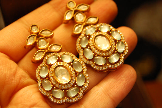 JADE GREEN POLKI KUNDAN EARRINGS