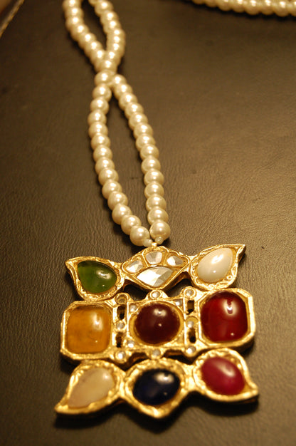 MULTI STONE MALA WITH PEARLS STRING