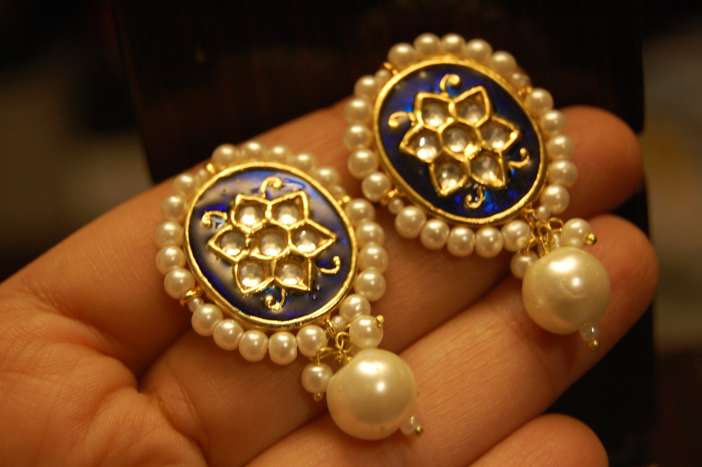 BLUE MEENA & KUNDAN EARRINGS