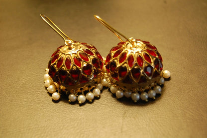 RUBY RED JHUMKAS
