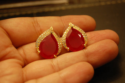 ELEGANT ZIRCON & RUBY RED EARRINGS
