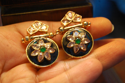 BLUE MEENA & KUNDAN EARRINGS