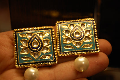 FEROZY & BLUE KUNDAN & MEENA EARRINGS