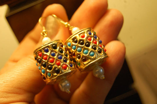 GORGEOUS DHOLKI EARRINGS IN NAURATAN