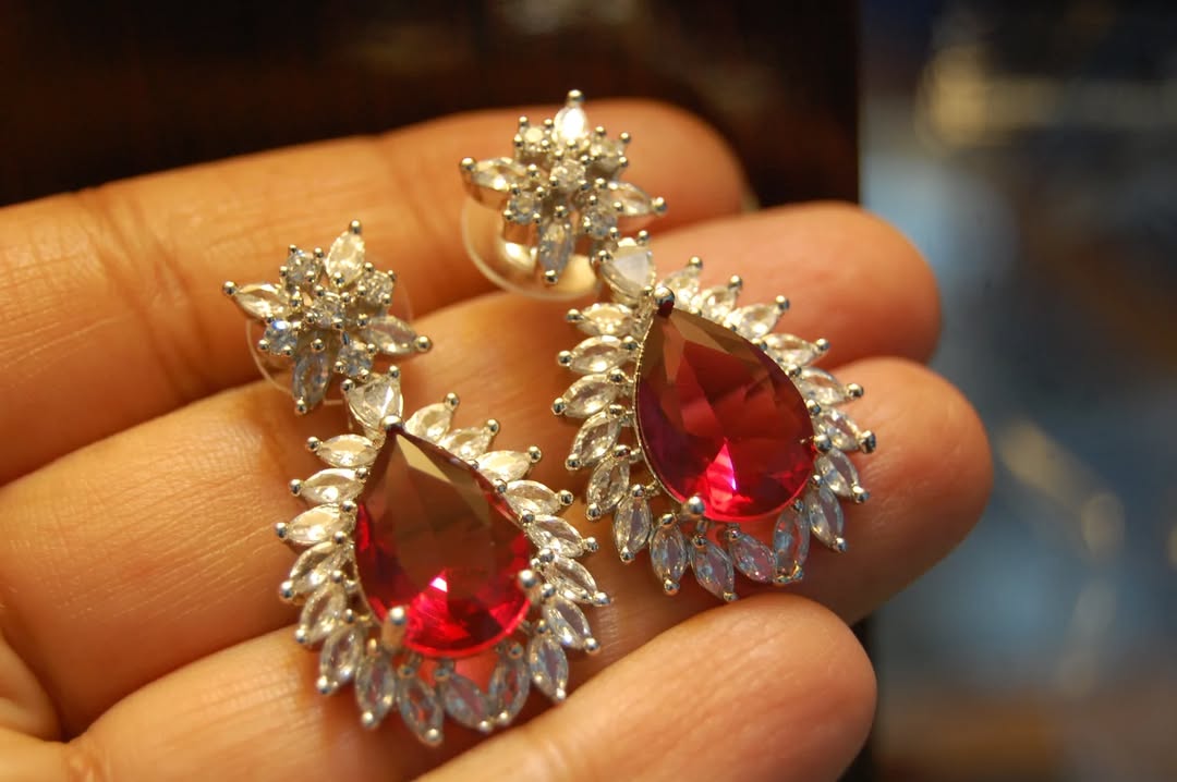 RED & ZIRCON EARRINGS
