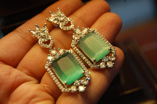JADE GREEN ZIRCON EARRINGS