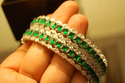 ELEGANT GREEN & ZIRCON BANGLES