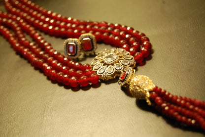 RUBY RED LONG MALA WITH TUSSEL