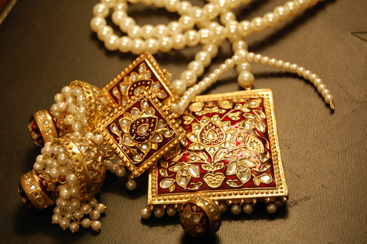 KUNDAN & RED MEENA MALA SET