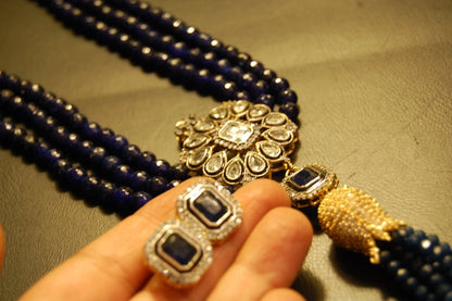 SAPPHIRE BLUE LONG MALA WITH TUSSEL