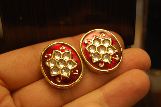 RED MEENA & KUNDAN EARRINGS