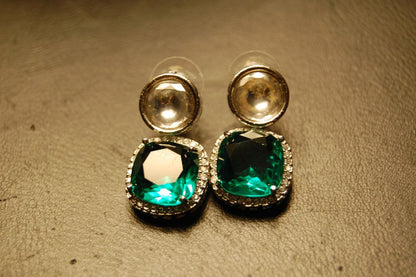 AMERICAN DIAMOND EARRINGS IN SEA GREEN