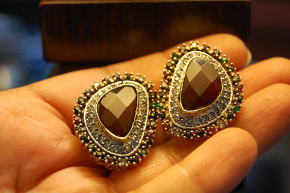 MULTI RED STONE EARRINGS