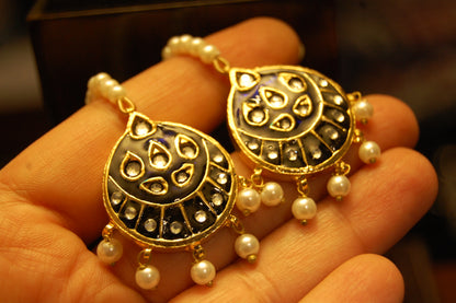 BLUE MEENA & KUNDAN EARRINGS