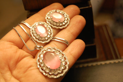 PINK PENDENT SET IN ZIRCONS
