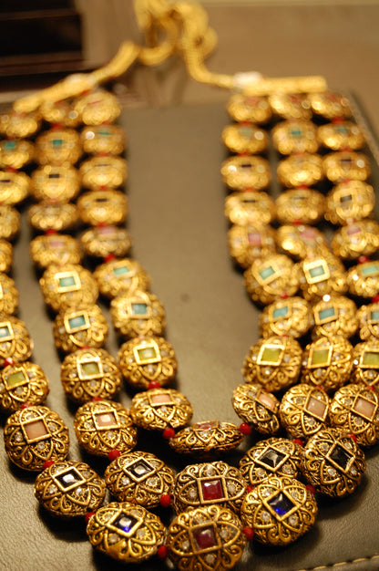 3 LAYERED MALA WITH MULTI STONES