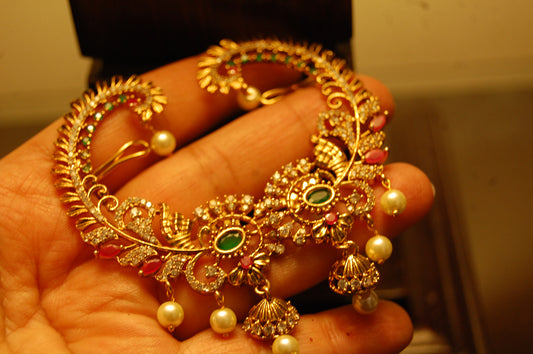 SOUTH INDIAN EARRINGS IN RED & GREEN