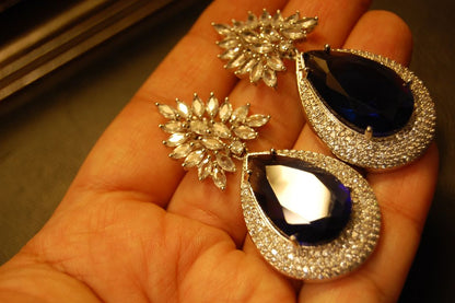 SAPPHIRE BLUE ZIRCON EARRINGS