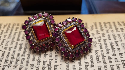 RED SQUARE EARRINGS