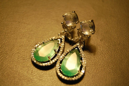 INDIAN AMERICAN ZIRCON EARRINGS IN JADE GREEN