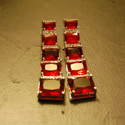 RED & ZIRCON EARRINGS