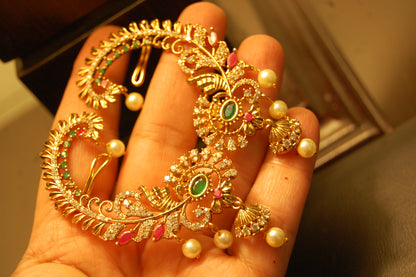 SOUTH INDIAN EARRINGS IN RED & GREEN