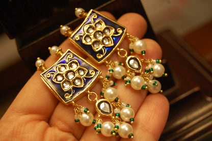 BLUE MEENA & KUNDAN EARRINGS