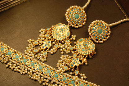FEROZA & PEARLS CHOKER SET