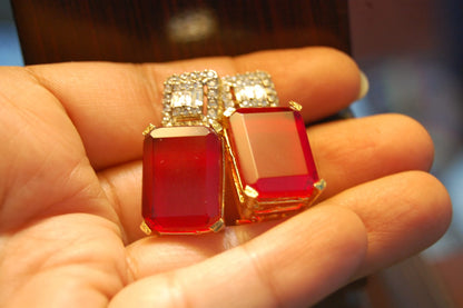 RUBY RED & ZIRCON EARRINGS