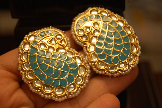FEROZY KUNDAN & MEENA PAISLEY EARRINGS