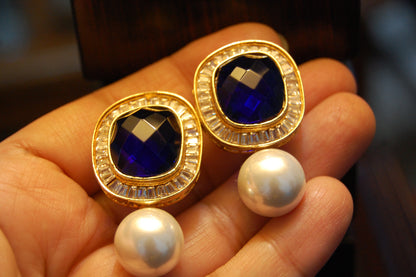 PEARL & BLUE EARRINGS