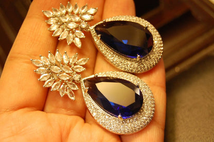 SAPPHIRE BLUE ZIRCON EARRINGS