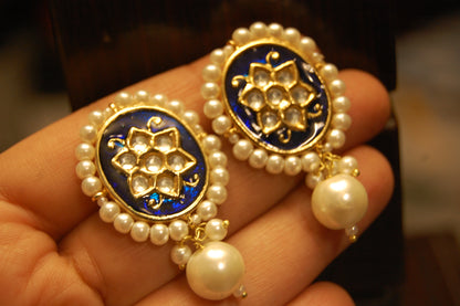 BLUE MEENA & KUNDAN EARRINGS