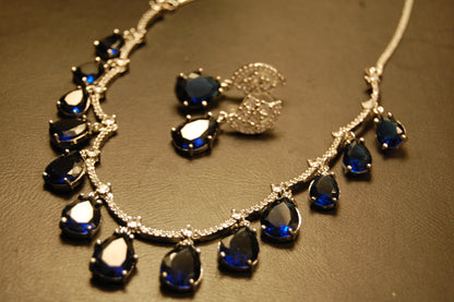 ELEGANT AMERICAN DIAMOND SET WITH SAPPHIRE BLUE