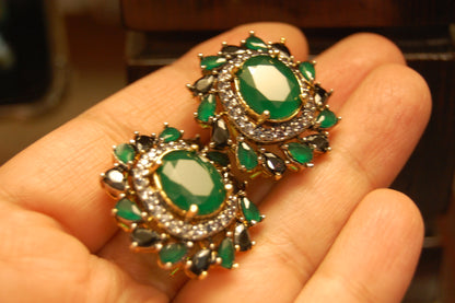 BLUE & GREEN FLORAL EARRINGS