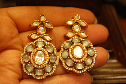 JADE GREEN POLKI KUNDAN EARRINGS