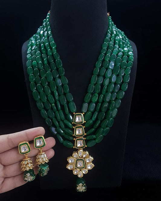 ELEGANT KUNDAN SET IN EMERALD GREEN