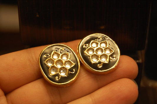 BLACK MEENA & KUNDAN EARRINGS