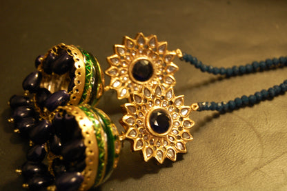 GREEN MEENA & BLUE KUNDAN JHUMKAS