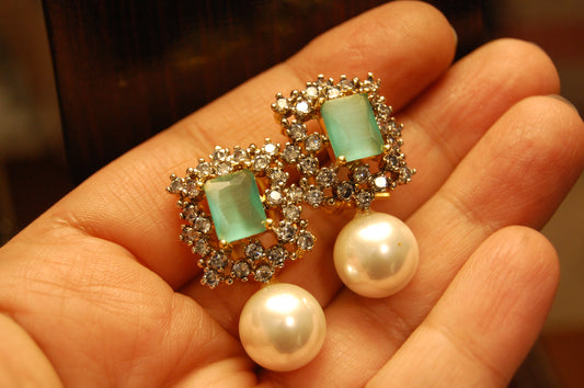 JADE GREEN PEARL EARRINGS
