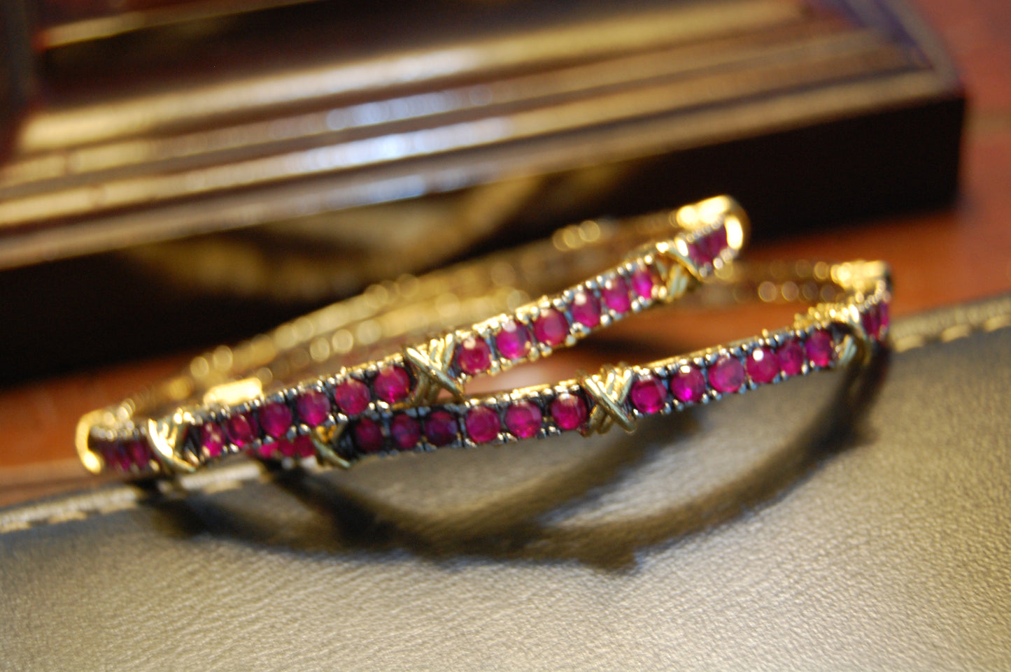 PAIR OF RUBY RED BANGLES (UNOPENABLE)