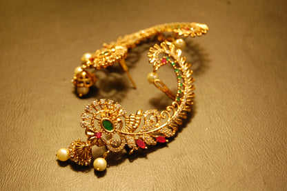 SOUTH INDIAN EARRINGS IN RED & GREEN