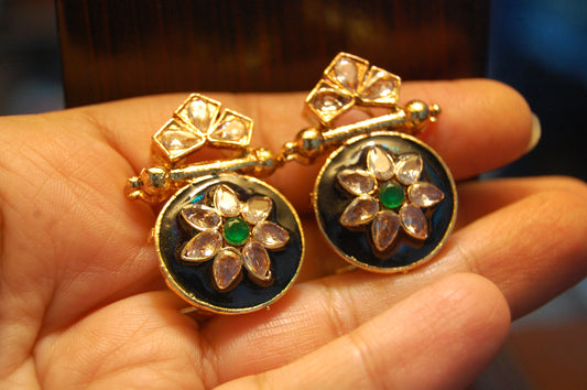 BLUE MEENA & KUNDAN EARRINGS