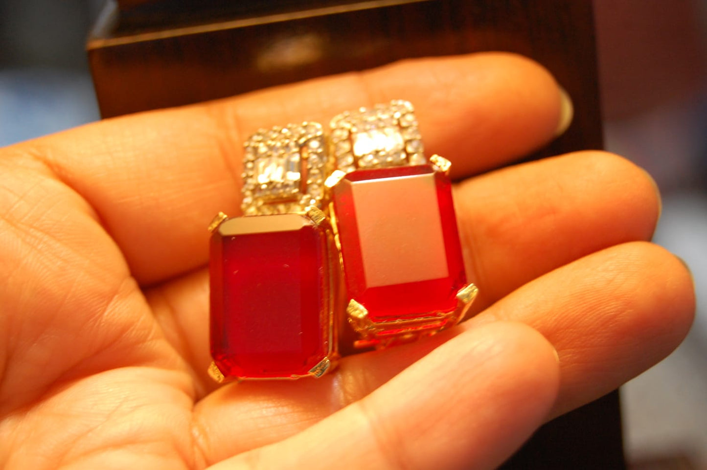 RUBY RED & ZIRCON EARRINGS