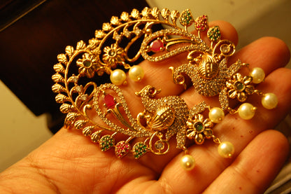 SOUTH INDIAN EARRINGS IN RED & GREEN