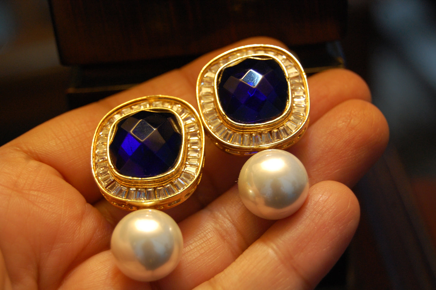 PEARL & BLUE EARRINGS
